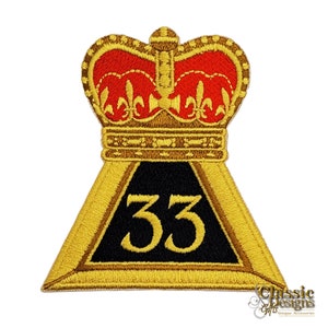 Scottish Rite 33rd Degree Crown Embroidery Iron On/Sew On Patches, 3-inch 33rd Degree Crown Freemasonry Iron-On Patch, Iron-On Applique