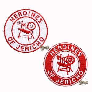 Heroines of Jericho Embroidery Iron On/Sew On Patch, HOJ Right-facing Spinning Wheel, 3” Masonic York Rite Embroidered Patch, Heat Seal