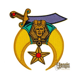Shriner&#39;s Embroidery Iron-On/Sew-On Patch, 3” Masonic Shriners Embroidered Patch, Crescent Scimitar, Iron-On Applique, Heat