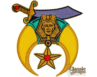 Shriner&#39;s Embroidery Iron-On/Sew-On Patch, 3” Masonic Shriners Embroidered Patch, Crescent Scimitar, Iron-On Applique, Heat