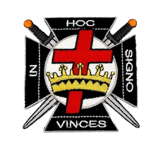 Knights Templar Embroidery Iron On/Sew On Patch, 3” Masonic York Rite Embroidered Patch, Cross and Crown, Iron-On Applique, Heat Seal
