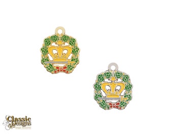 Order of the Amaranth Charm: Masonic Crown & Sword Wreath Charm in Gold or Silver