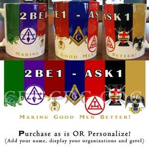 Freemason Masonic Coffee Mug, Freemasonry Sublimated 11oz Cup, Masonic Gifts, Customization, Shriner, York Rite, Knights Templar