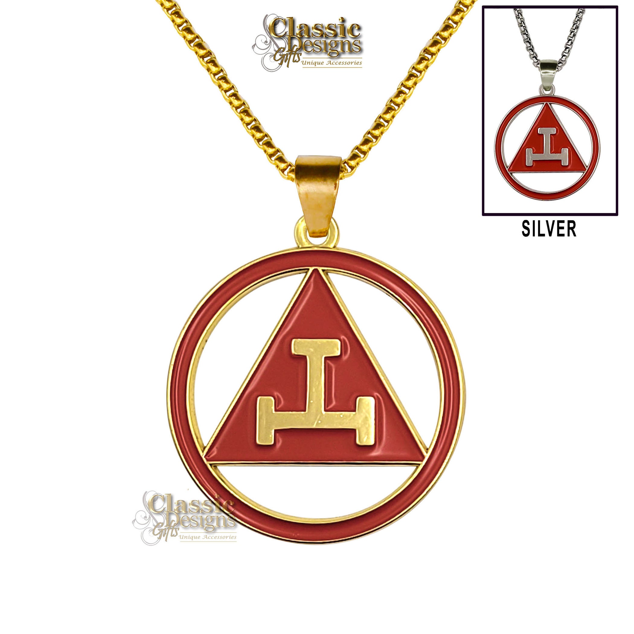 Masonic Keystone Gold Pendant - 1 1/4 Inch Tall, Royal Arch Jewel, Freemason Gift - View #8