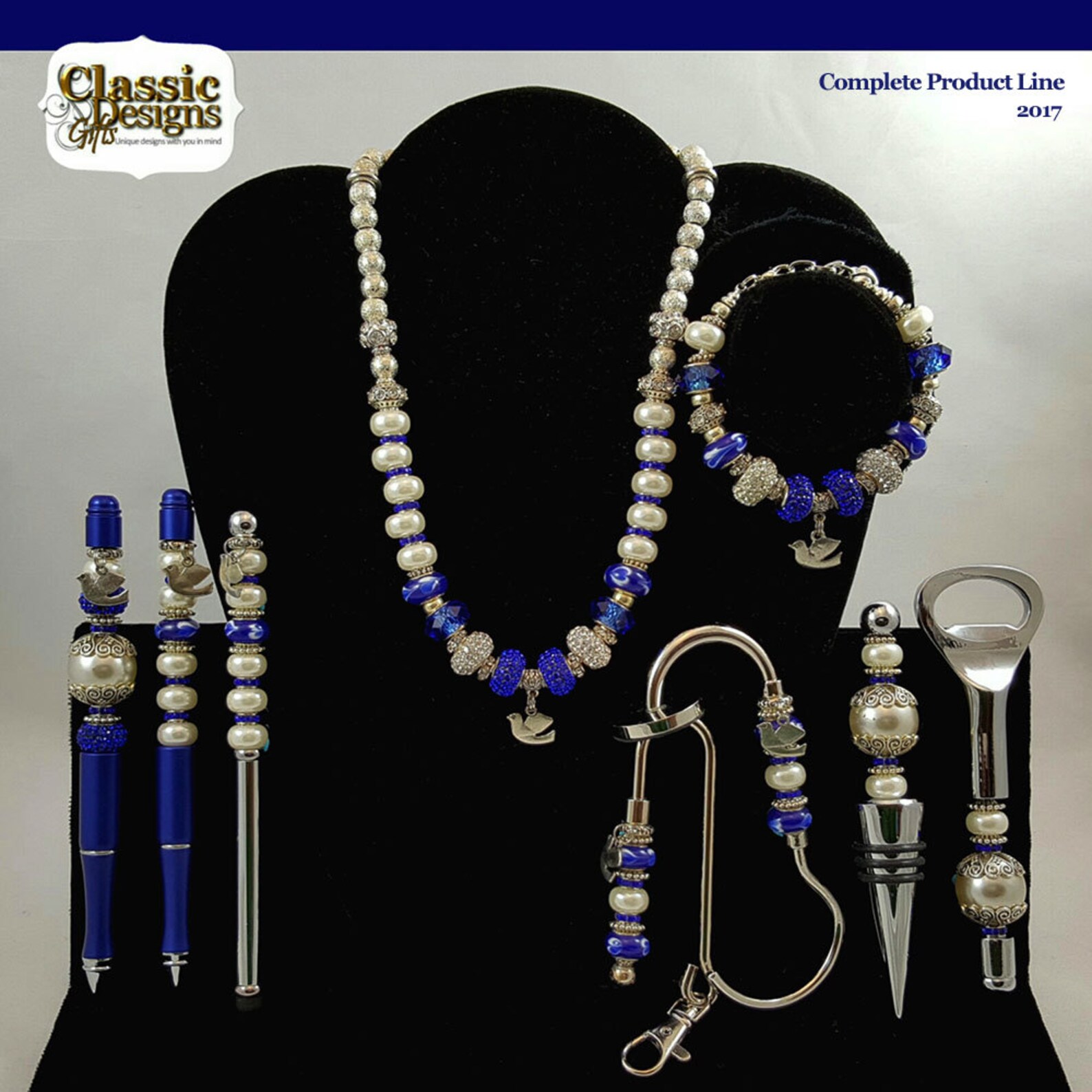 Royal Blue and White Wine Bottle Stopperwine Bottle Opener Etsy