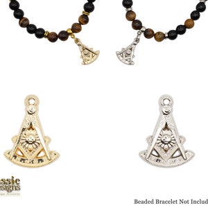Masonic Past Master Quadrant Charms w odcieniu srebra i złota, mały Past Master Charm do bransoletek, kompasu, słońca i biżuterii z kątomierzem