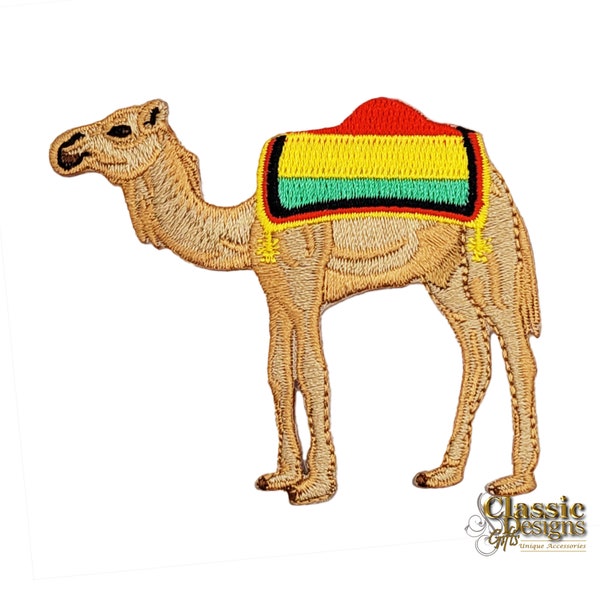 3" Camel Embroidered Patch, Clyde, Shriners Embroidered Patch, Pyramid, Iron-On Applique, Heat Seal, Desert traveler, Crossing the Desert