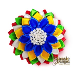 OES Order of the Eastern Star Satin Corsage - OES 4.5x4.5 inches Brooch Lapel Pin with 5-Star Point Colors
