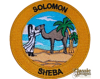 Broderad lapp med drottning av södern: Solomon och Sheba stryk-på-applikation