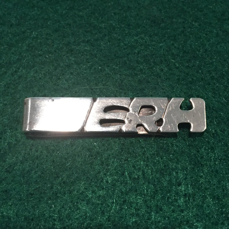 Sterling Initial ERH Bar TieLapel Bar CA 1950/'s Item Bar108 Handmade by Leonore Doskow