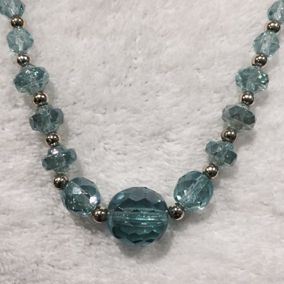 Stunning Unusual Aquamarine Deco Crystal 22" Neckl