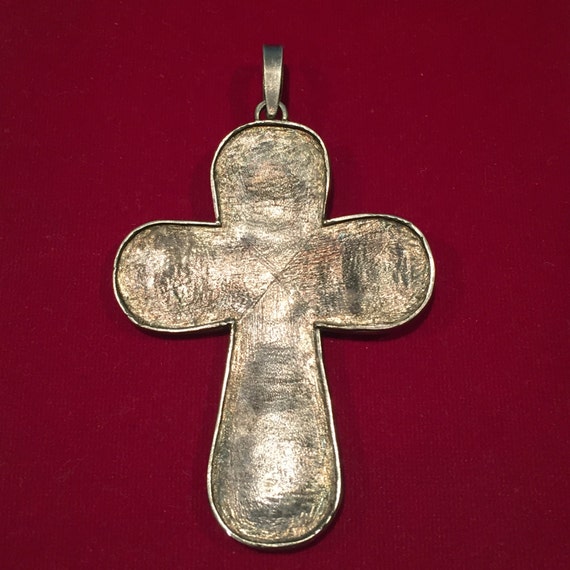 Arts & Crafts Period Enameled Sterling Cross - CA… - image 2