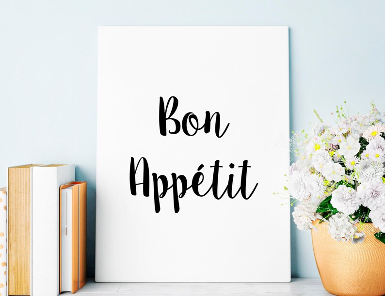 Bon Appetit Printable Wall Art Kitchen Print Digital | Etsy