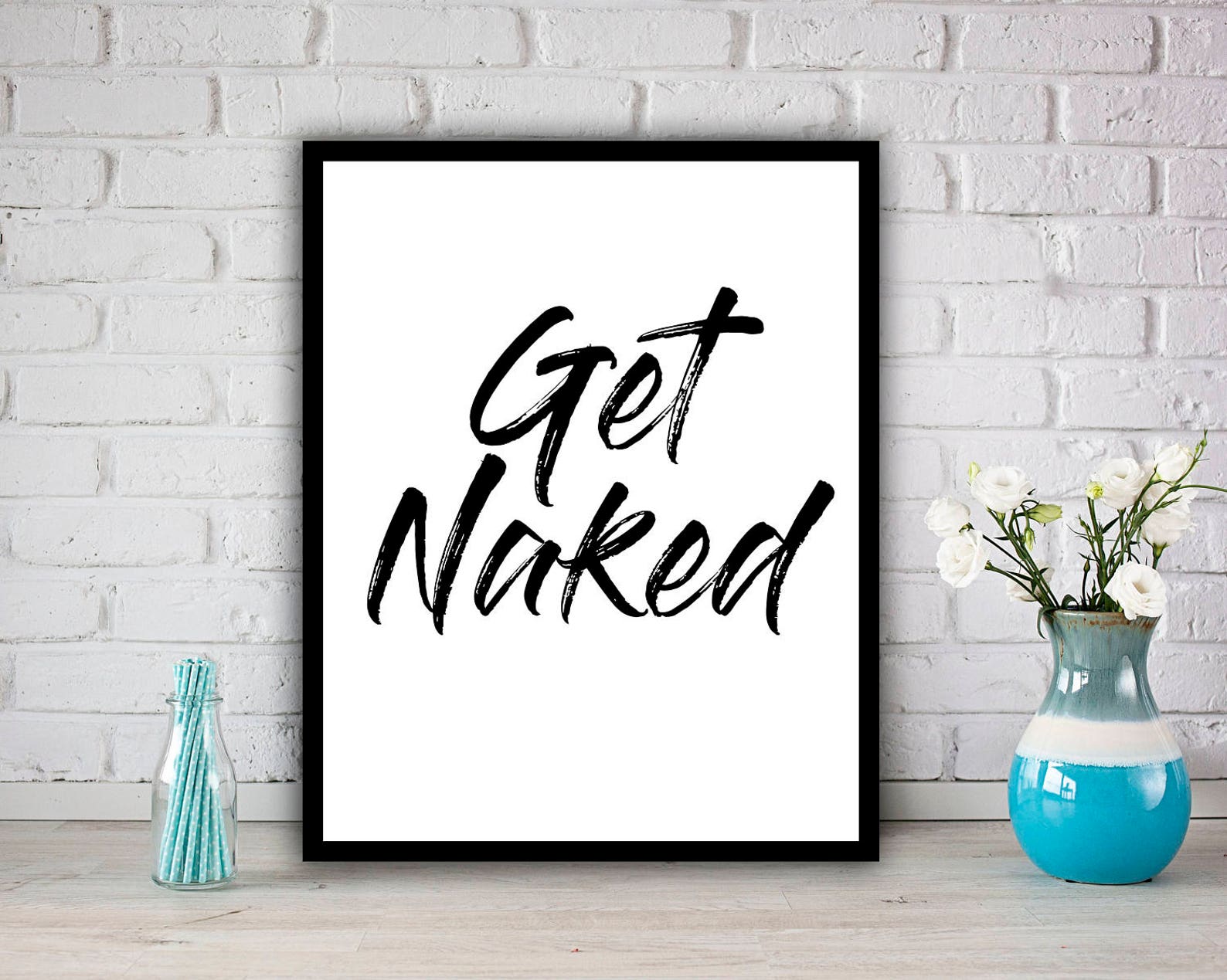 Printable Poster Get Naked Wall Art Typography Poster | Etsy UK