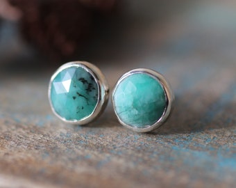 Sterling Silver Emerald Green Stud Earrings