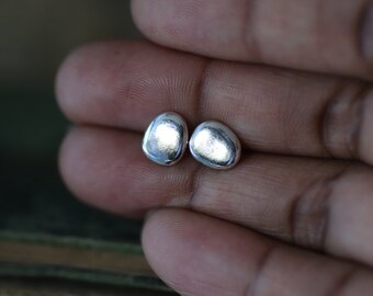 Sterling Silver Cobble Stone Stud Earrings