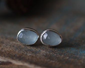 Sterling Silver Aquamarine Stud Earrings