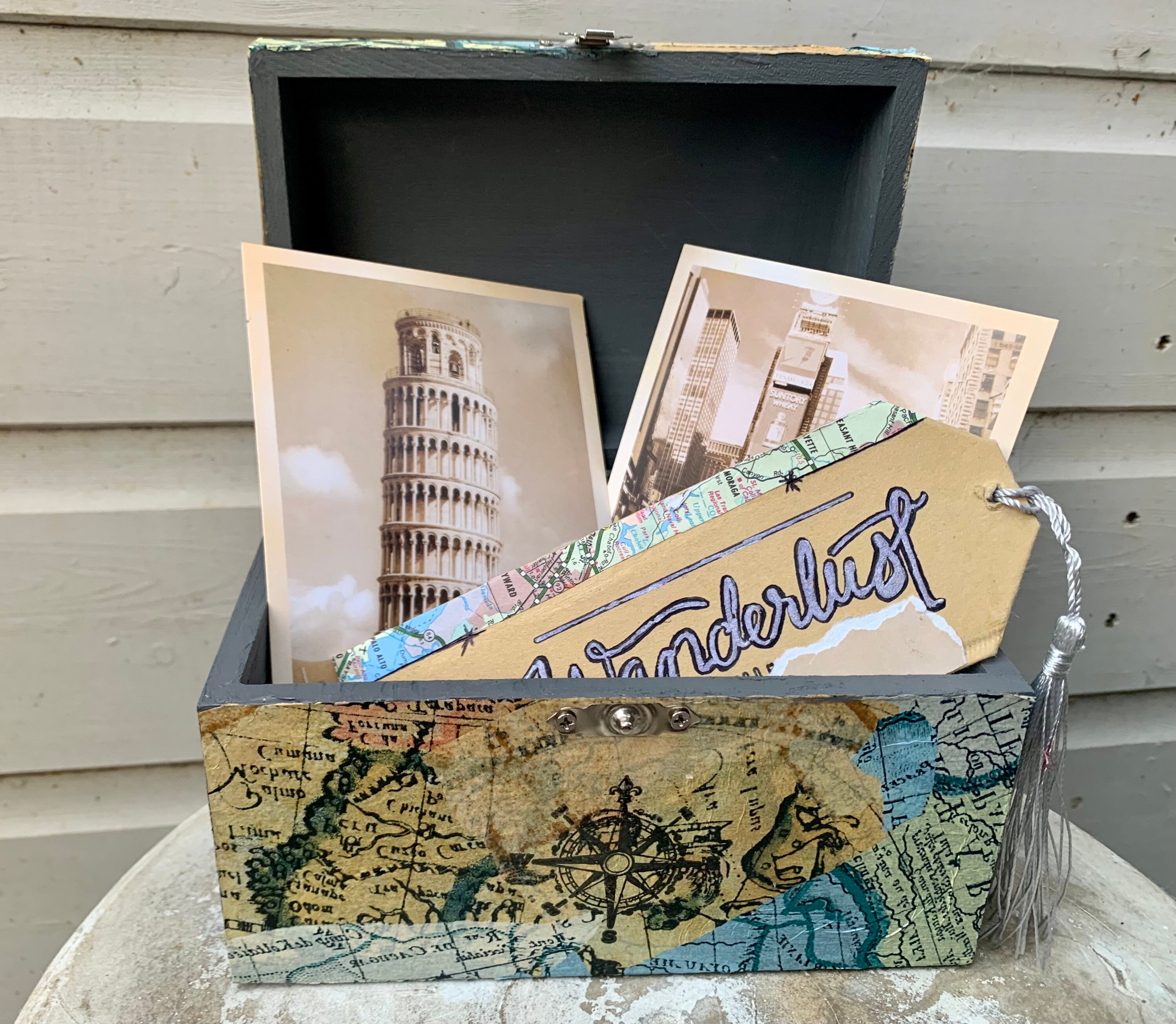 Travel Themed Trinket Box Travel KeepSake Box Fathers Day Etsy