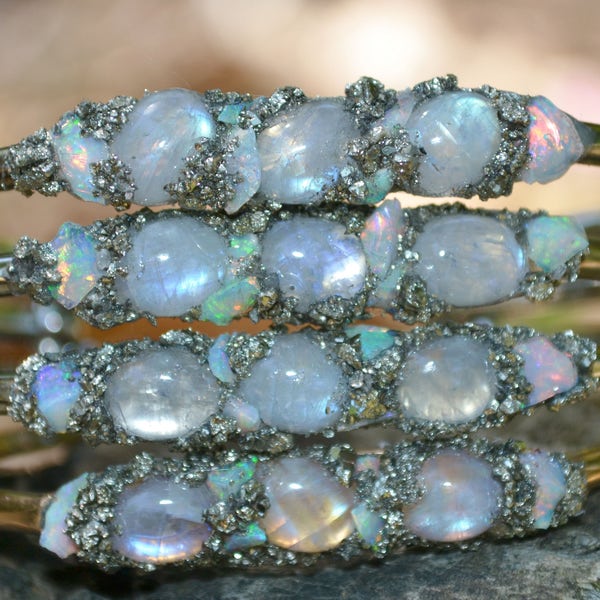 Moonstone Jewelry, Moonstone Bracelet, Moonstone and Opal Jewelry, Opal, Moonstone, Unique Gift for Her, Birthstone Moonstone, June Birthday