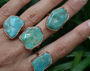 Gemstone Made Ring, Natural Turquoise Rings, Turquoise Statement Rings, Turquoise Cocktail Rings, Boho Rings, Big Turquoise Rings, Gift Girl