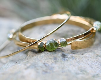 August- Peridot Birthstone Bracelet Set- Gold, Silver, or Rose Gold