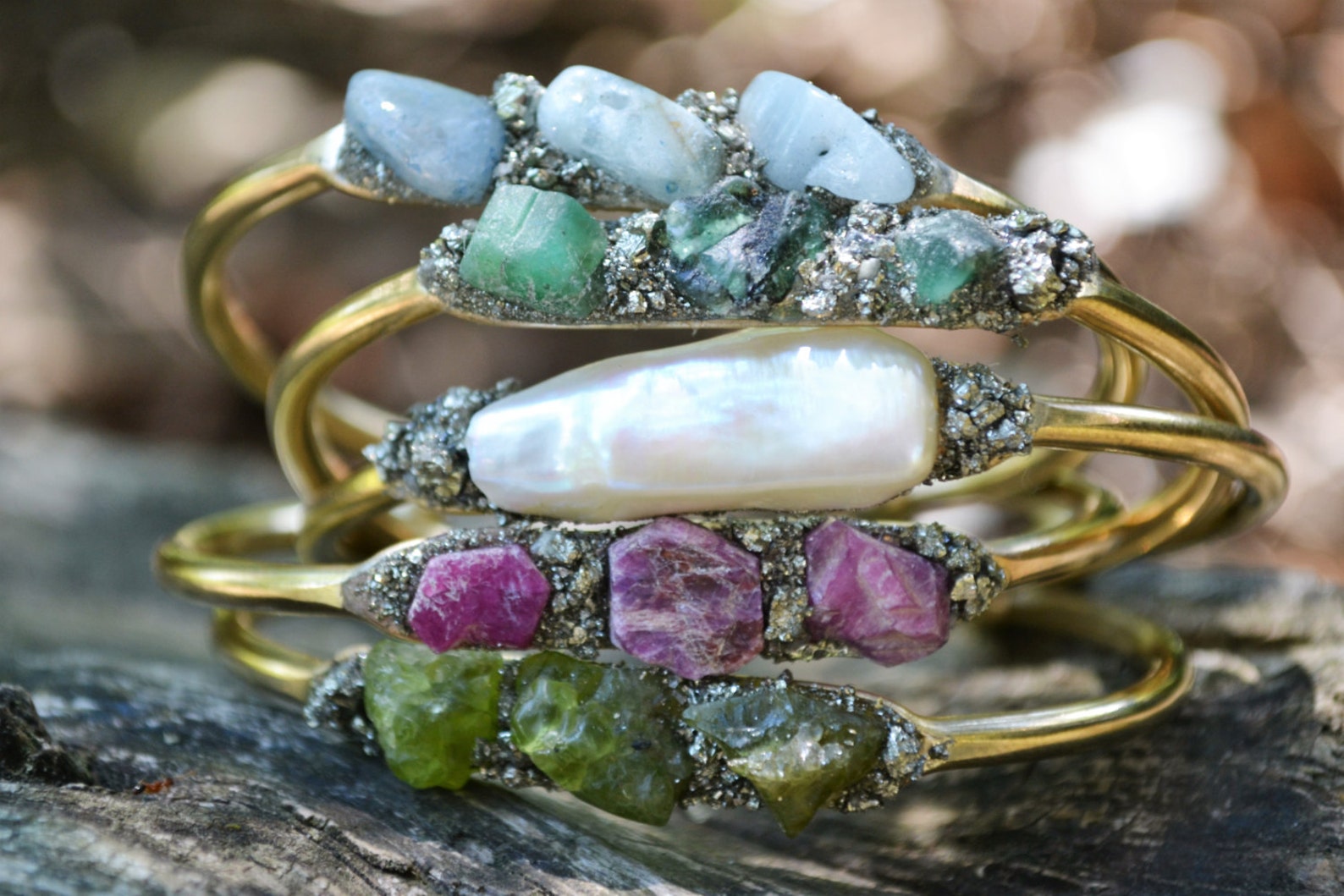 Birthstones Bracelet With Natural Gemstones Mothers - Etsy