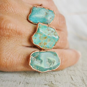 Gemstone Made Ring, Natural Turquoise Rings, Turquoise Statement Rings, Turquoise Cocktail Rings, Boho Rings, Big Turquoise Rings, Gift Girl image 3