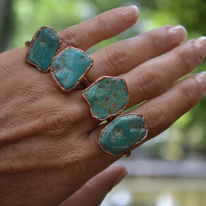 Gemstone Made Ring, Natural Turquoise Rings, Turquoise Statement Rings, Turquoise Cocktail Rings, Boho Rings, Big Turquoise Rings, Gift Girl image 2