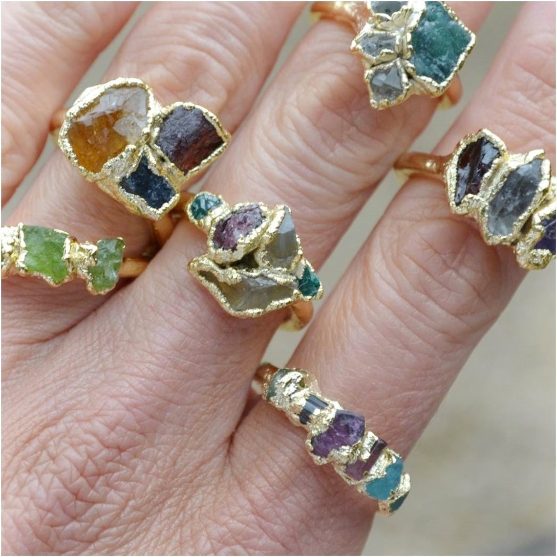 Ring With Children's Birthstones Mothers Ring 3 Stone 4 Etsy