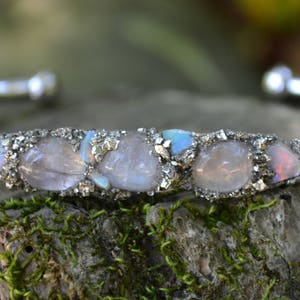 Moonstone Jewelry, Moonstone Bracelet, Moonstone and Opal Jewelry, Opal, Moonstone, Unique Gift for Her, Birthstone Moonstone, June Birthday image 2