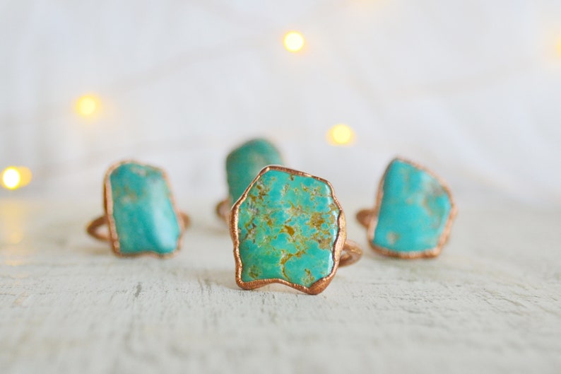 Gemstone Made Ring, Natural Turquoise Rings, Turquoise Statement Rings, Turquoise Cocktail Rings, Boho Rings, Big Turquoise Rings, Gift Girl image 4