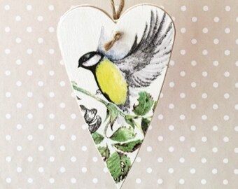 Small Square Embroidered Book Cover with Sketchbook Blue Tit - British Birds Collection - Deep Green
