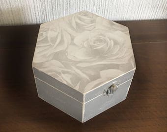Wooden Jewellery Box French Floral Chic Sweetpea Tea Memory Keepsake Victorian Vintage Gift Country Garden Seed Caddy