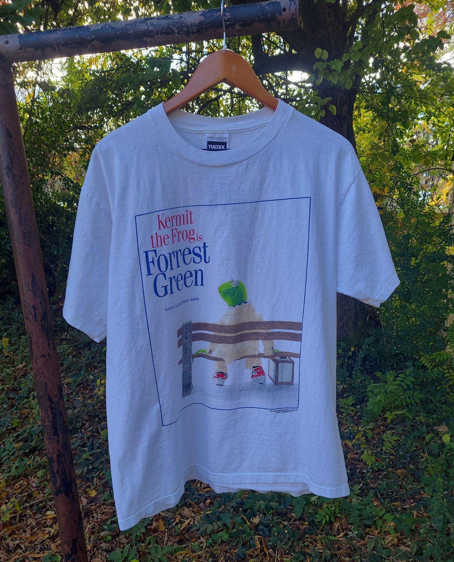 Vintage Forrest Green Gump Kermit Frog T-shirt Movie Muppets 
