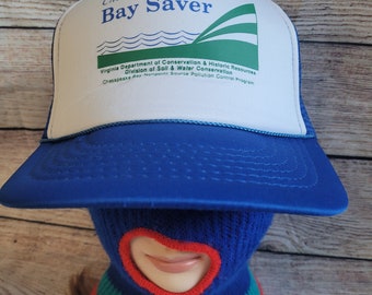 Vtg Trucker hat w/ Rope brim Water Conservation Chesapeake Bay