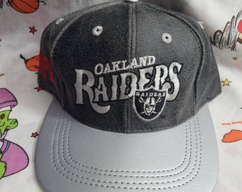 Vtg Oakland Raiders leather snapback hat NFL modern mirage game day