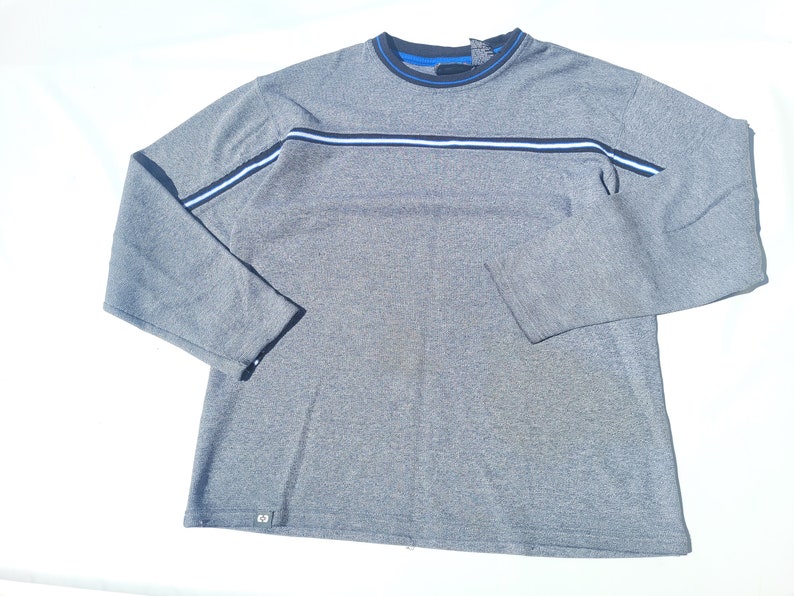 Vtg Y2k Gerippte Langarm-Shirt Gestreifte T-Shirt One Tough Marke OTB Bild 2