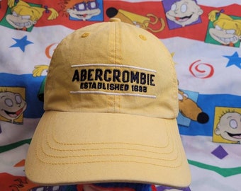 Vtg Abercrombie and fitch Leather Strapback Dad hat  made in usa  90s y2k  Preppy cap