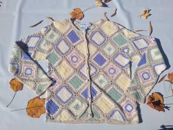 Vintage Crochet Pastel Cardigan sweater by Bedfor… - image 2