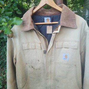 Giacca/cappotto vintage Carhartt Arctic in tela trapuntata con colletto in velluto a coste immagine 3