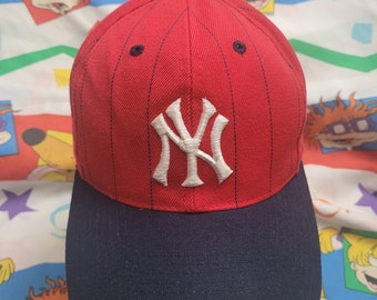 Vtg  New York Yankees red pinstripe snapback hat Grossman cap