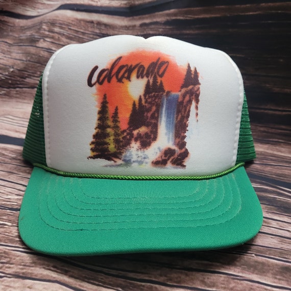 Vtg Colorado trucker Hat Airbrushed 80s cap