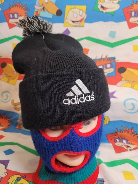 Vtg Adidas 3 Stripe Hat Winter Cap 90s 