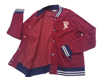 Giacca bomber vintage Polo Letterman con fodera termica a nido d'ape