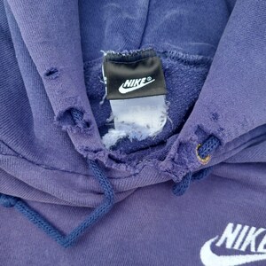 Vtg 90s Y2k Nike Hoodie Thrashed Embroidered Swoosh XL image 3