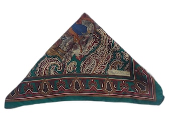 Vintage Ralph Lauren Polo Horse Silk Scarf Handkerchief