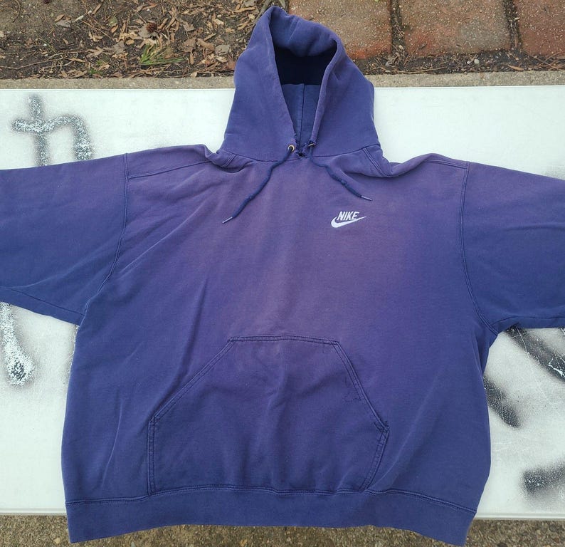 Vtg 90s Y2k Nike Hoodie Thrashed Embroidered Swoosh XL image 4