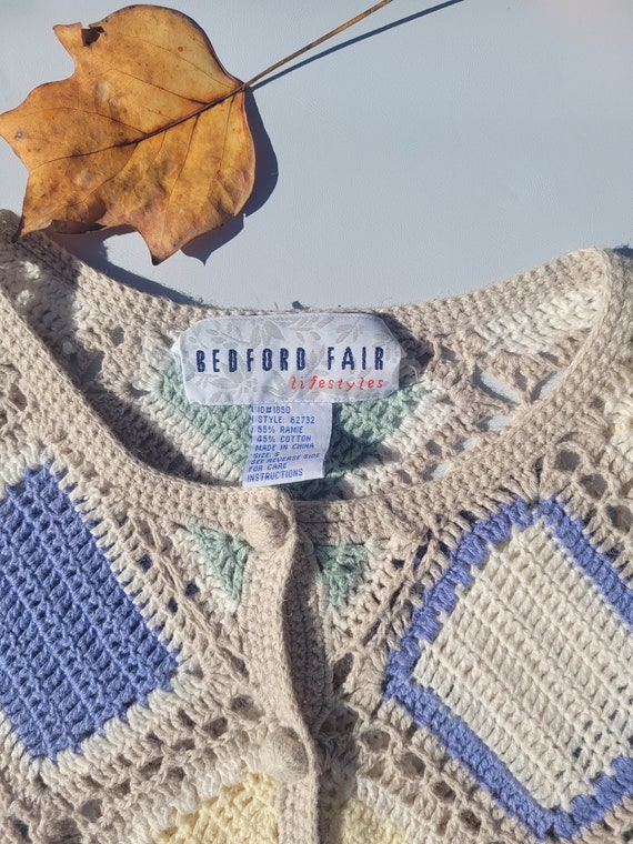 Vintage Crochet Pastel Cardigan sweater by Bedfor… - image 4