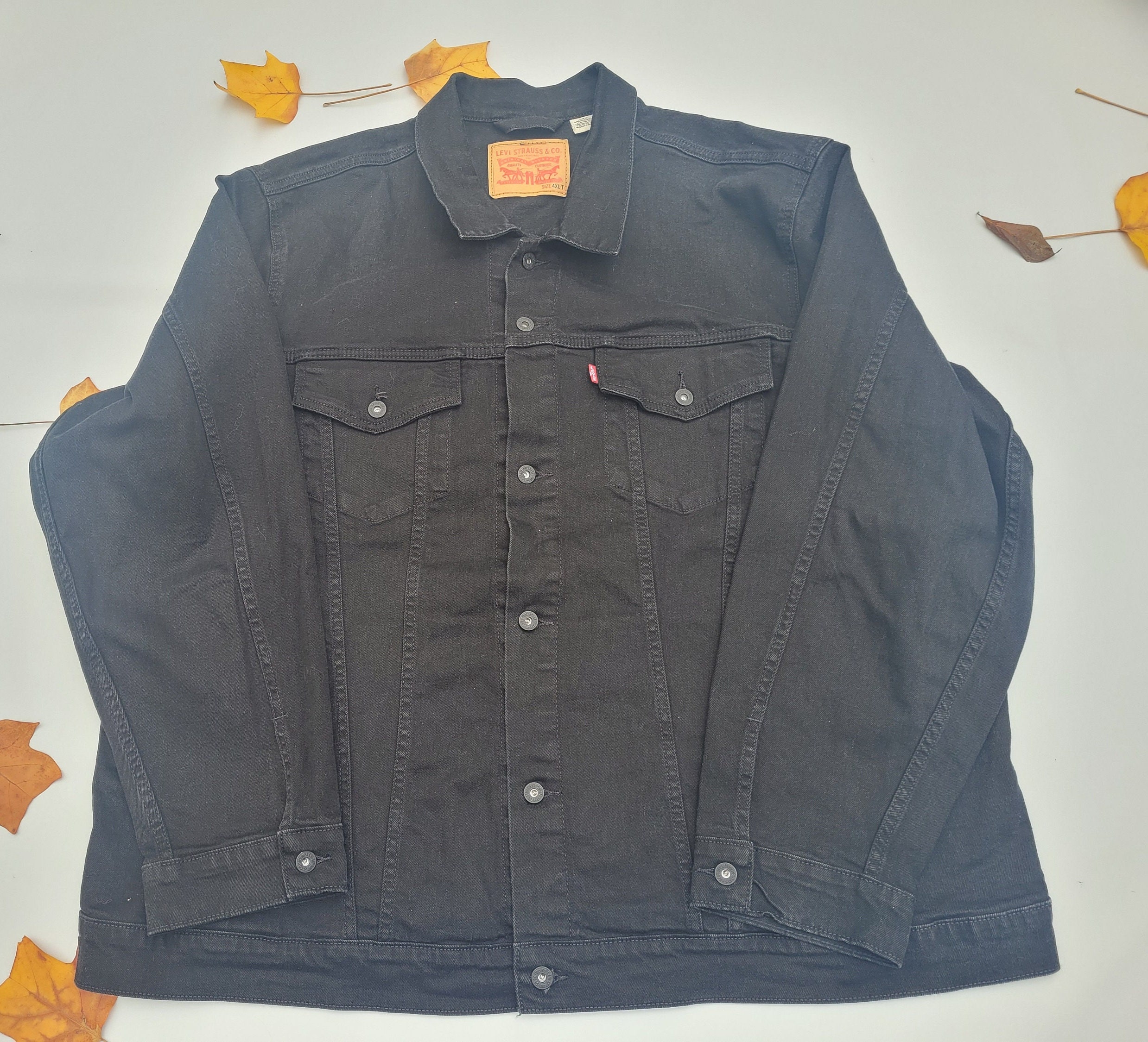 Buy Vintage Levi s Black Denim Jacket Size 4XL Online in India Etsy