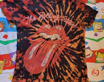 Rolling Stones Reverse Tie Dye t shirt sz small custom dyed  rock tee